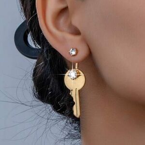 ZARA Beautiful Gold Key Drop Earrings with Crystals🔥🔥🔥